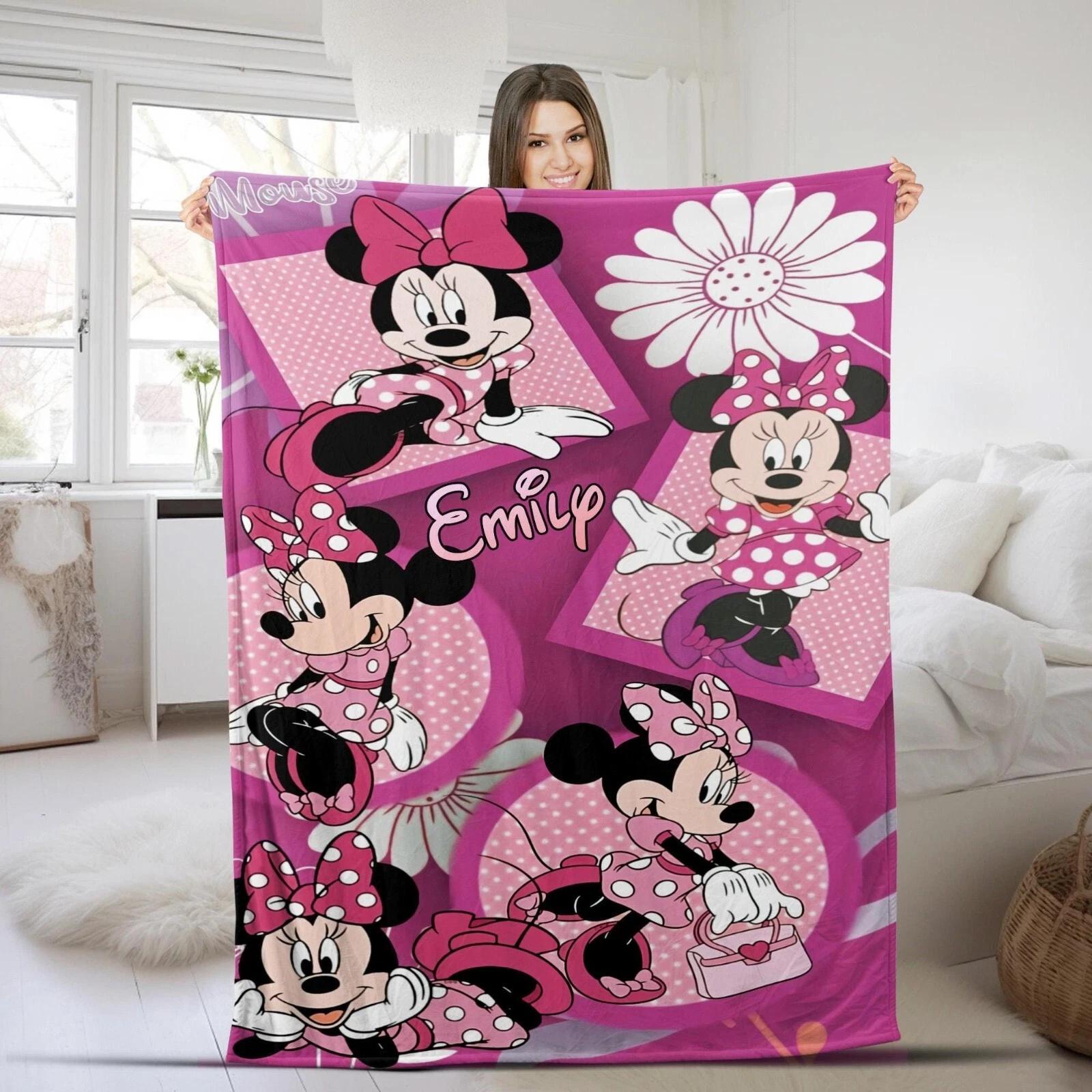 Personalized Minnie Mouse Blanket Minnie Mouse Fleece Sherpa Blanket
