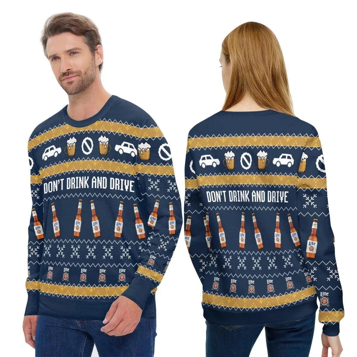 Miller Lite Don't Drink And Drive Ugly Christmas Sweater
