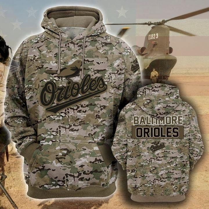 Baltimore Orioles Camouflage Veteran 3D All Over Print Hoodie & Zip Hoodie