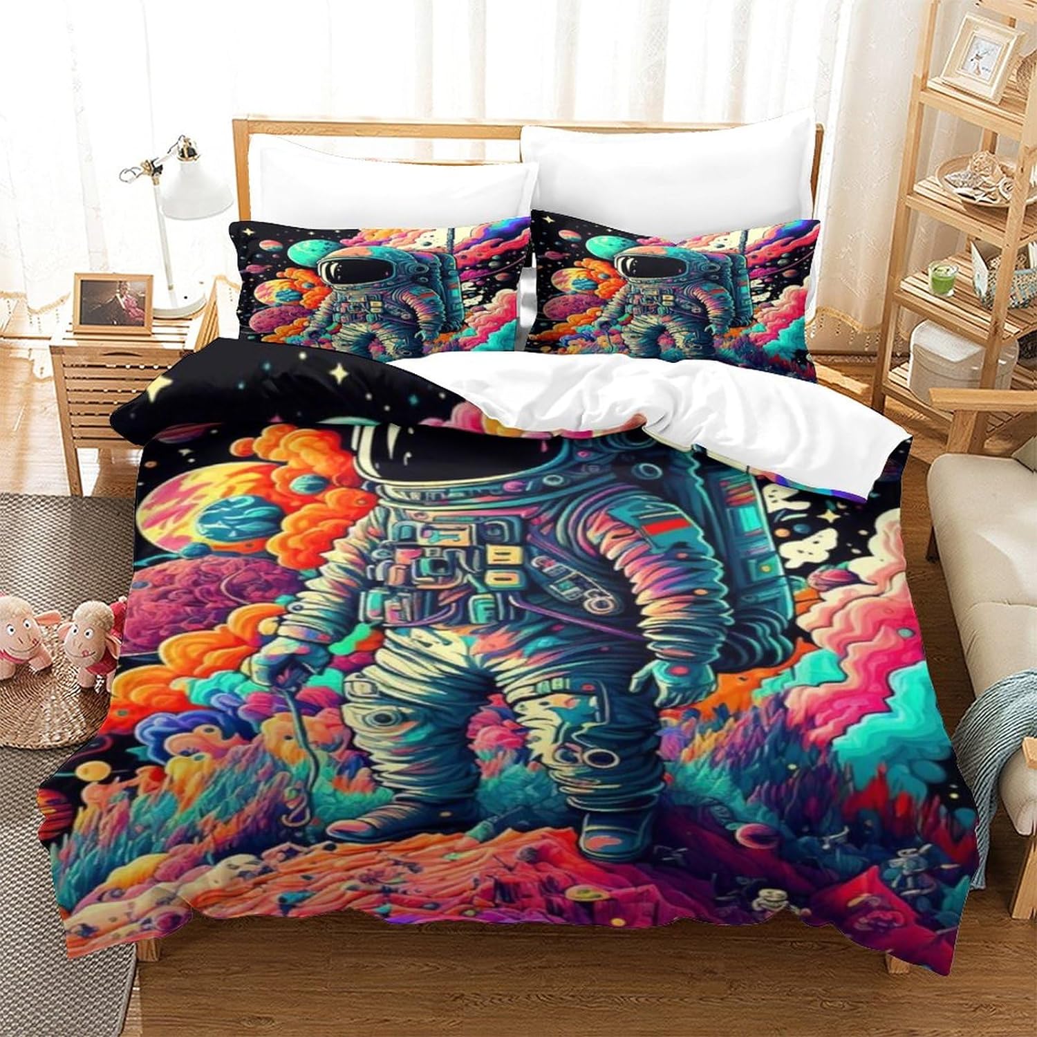 Astronaut Bedding Set Cartoon Astronaut On The Cloud Duvet Covers