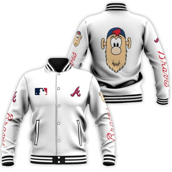 Atlanta Braves Meet Blooper Logo White Baseball Jacket
