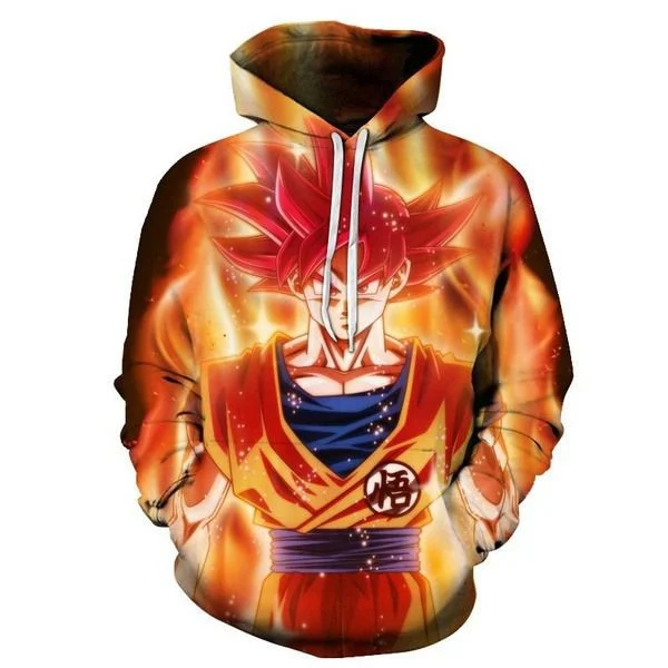 Goku Cartoon Dragon Ball Orange Over Print 3d Hoodie Zip Hoodie