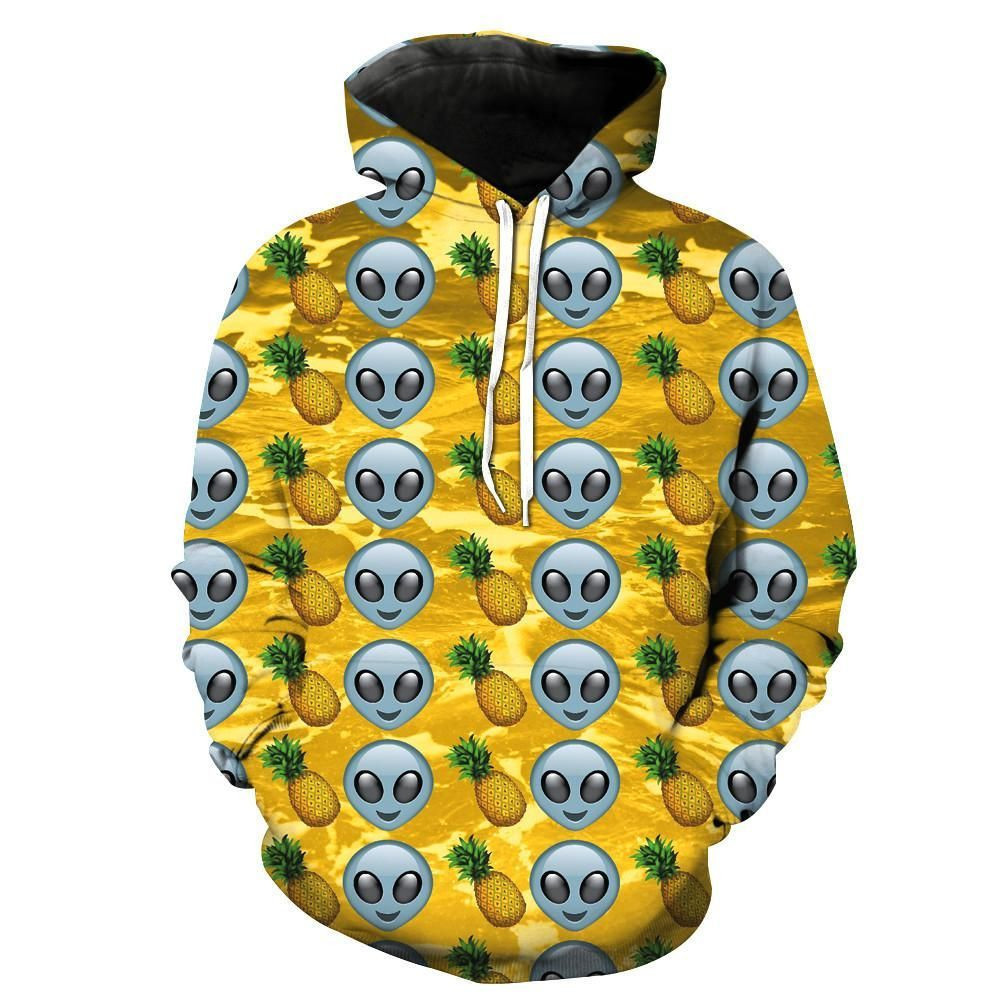 Pineapples Aliens Emoji 3D All Over Print Hoodie & Zip Hoodie