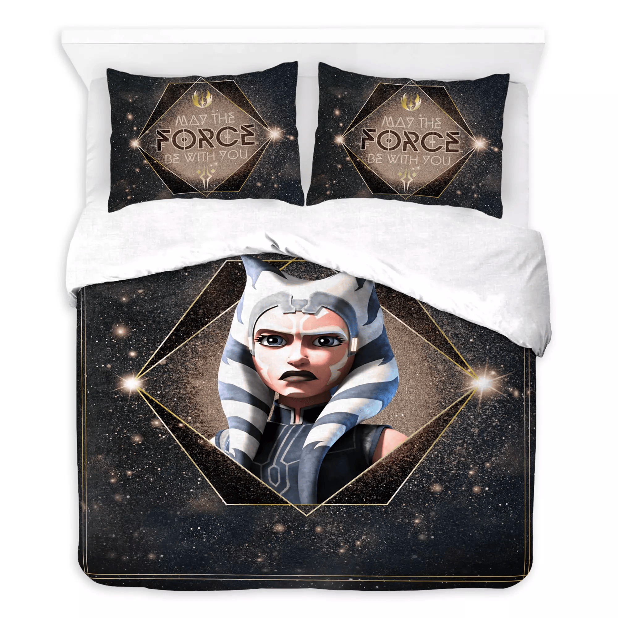 SW Bedding Set Ahsoka Tano May The Force Be With You Duvet Covers Black