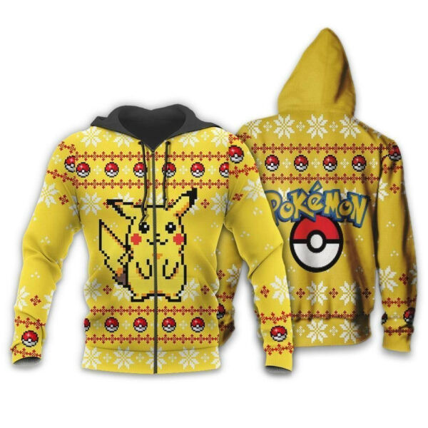Pikachu Anime Pokemon Ugly Christmas Sweater 1k802 Cartoon Graphic Outfits Aop 3d Hoodie Zip Hoodie 2111