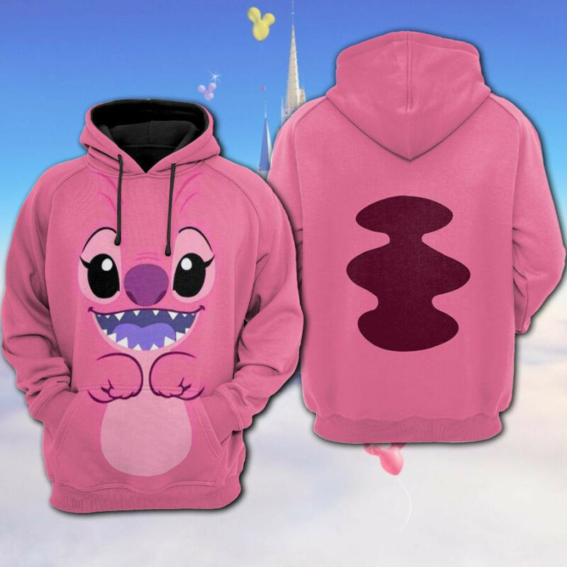 Stitch Angel Pink 3d Hoodie Zip Hoodie