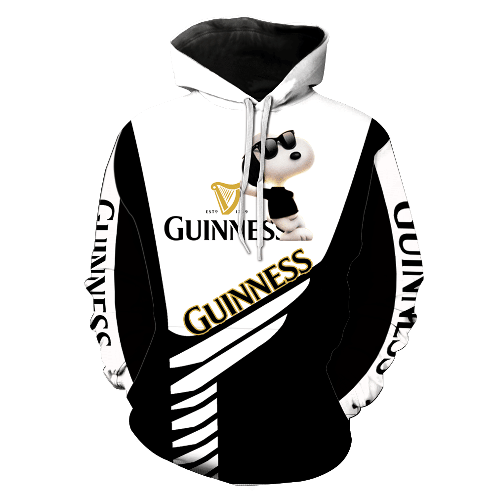 Snoopy The Peanuts Fan Gift, Guinness With Cool Snoopy Aop Hoodie, Zip Hoodie