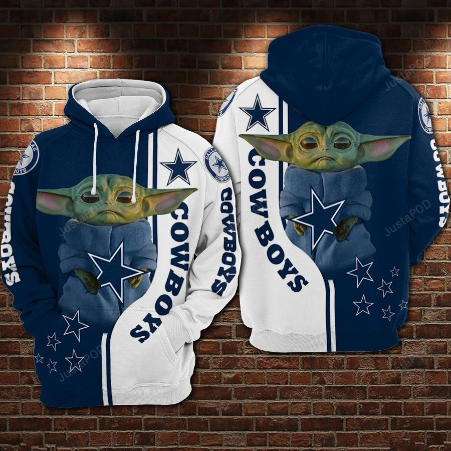 Cowboys Football Baby Yoda Hug Star 3D All Over Print Hoodie & Zip Hoodie