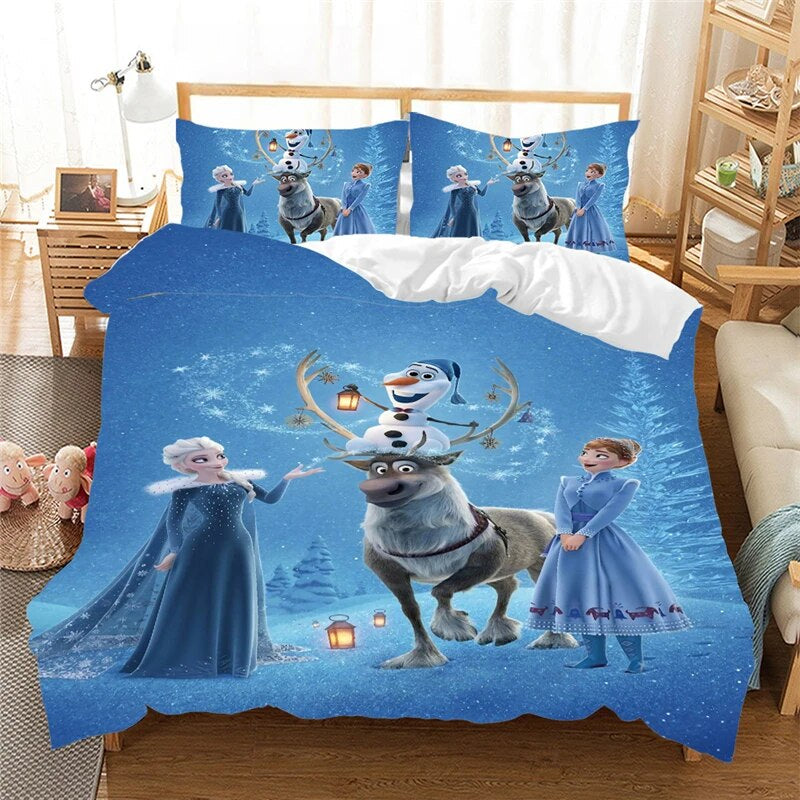 Frozen Bedding Set Anna And Elsa Playing In Winter Duvet Covers