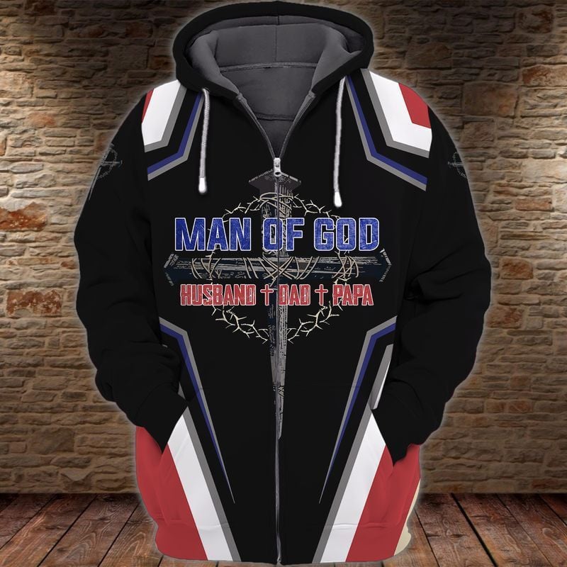 Father’s Day Man Of God Husband Dad Papa  3d Hoodie Zip Hoodie