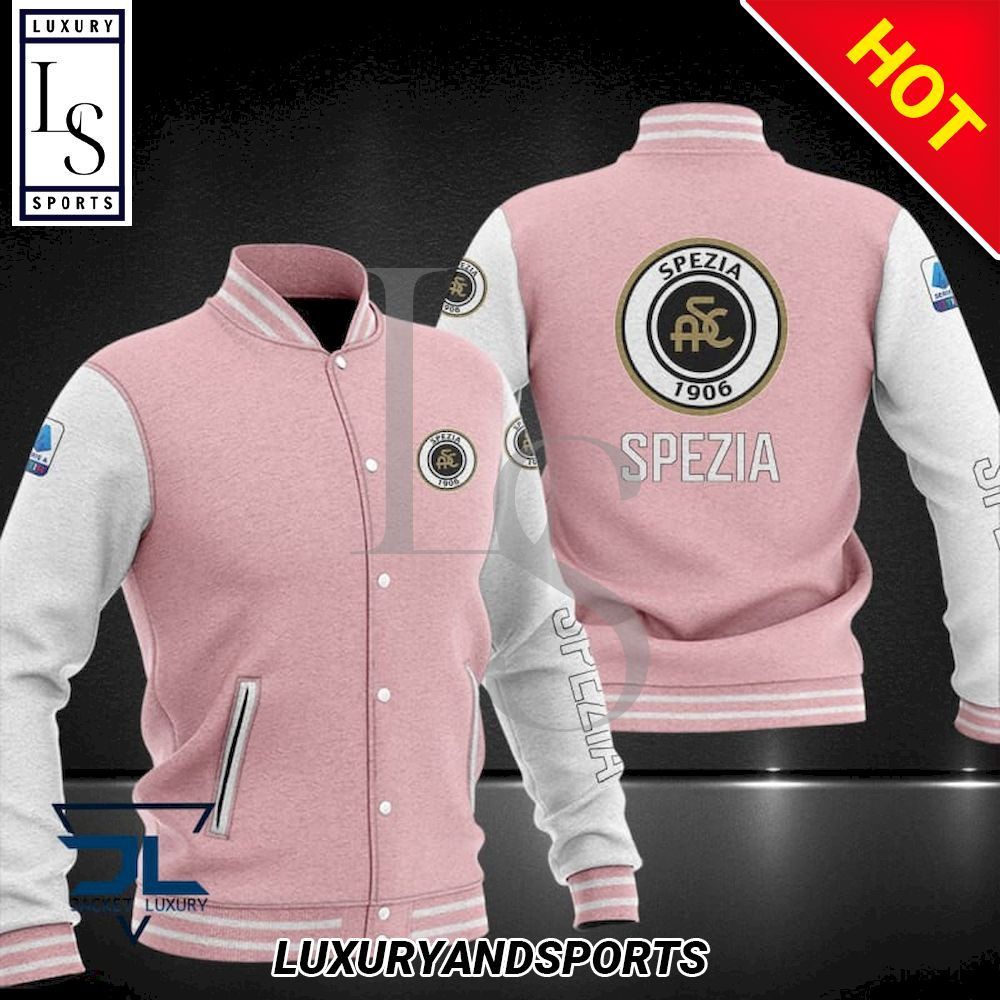 Spezia Calcio Pink White Baseball Jacket