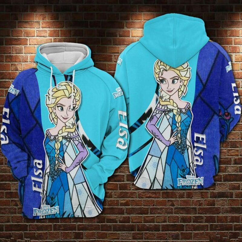 Elsa Cartoon Prozen Movies Over Print 3d Hoodie Zip Hoodie