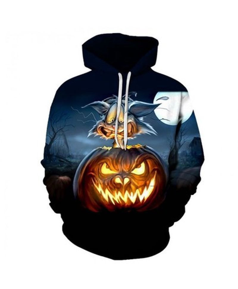 Light Pumpkin Halloween All Over Printed 3d Hoodie
