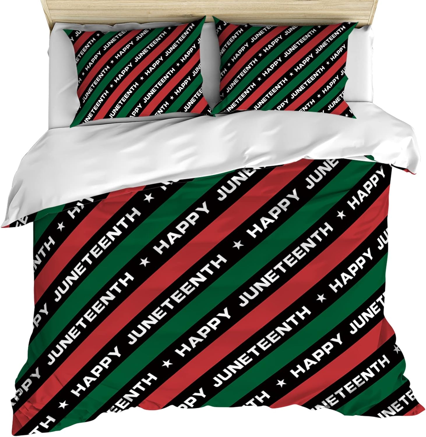 Juneteenth Bedding Set Happy Juneteenth Quote Pattern Duvet Covers Red