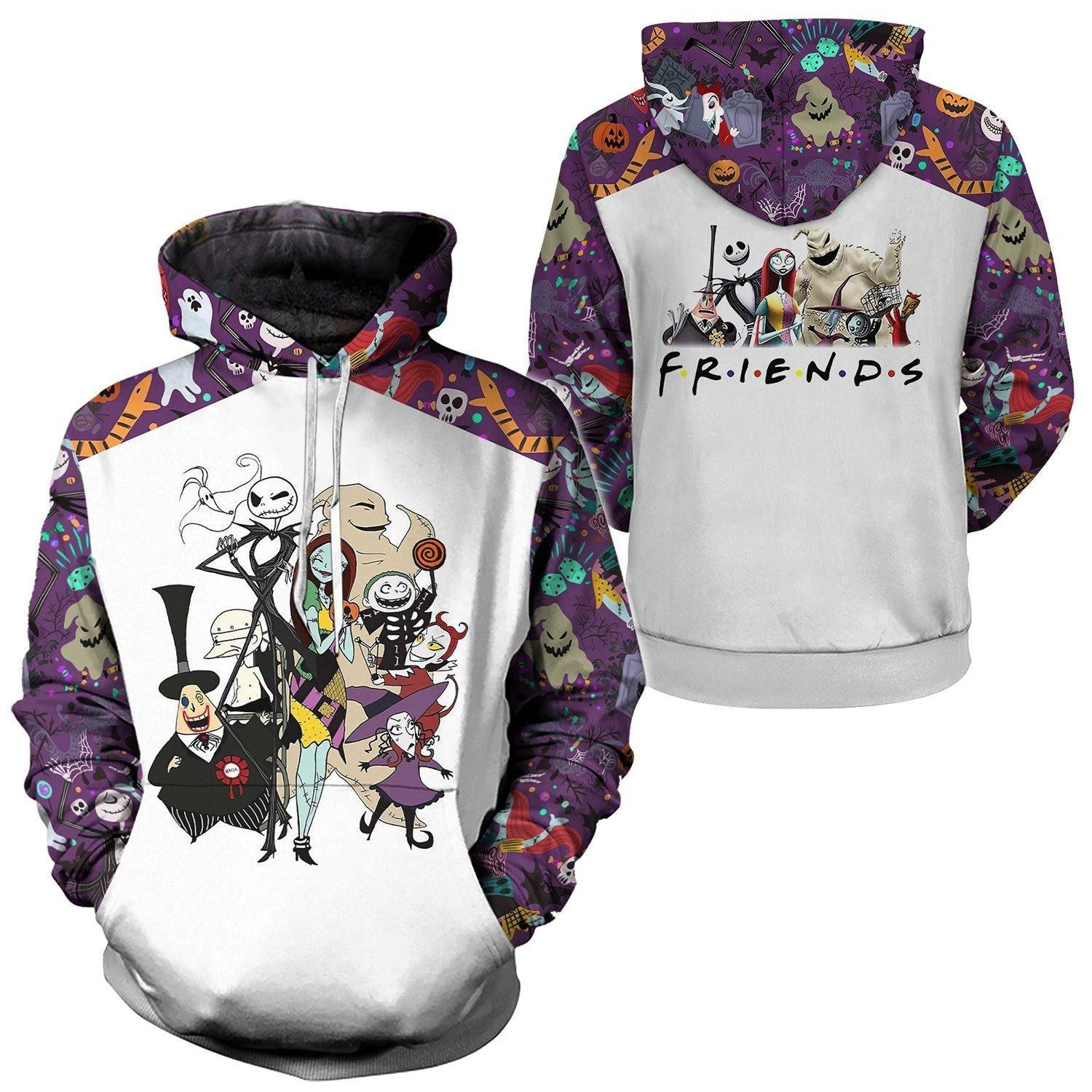Jack Skellington And Friends Nightmare Before Christmas Aop Hoodie Zip Hoodie