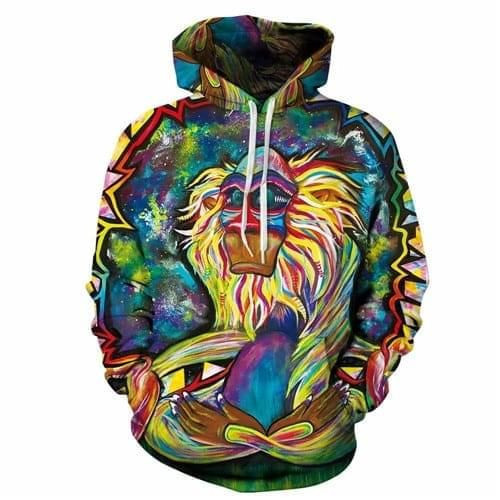 Meditating Rafiki Colorful 3d Hoodie