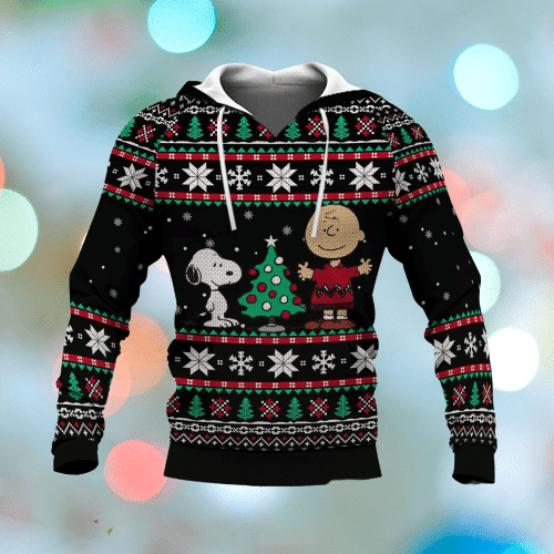 Snoopy And Charlie Brown Christmas Pattern Hoodie Zip Hoodie