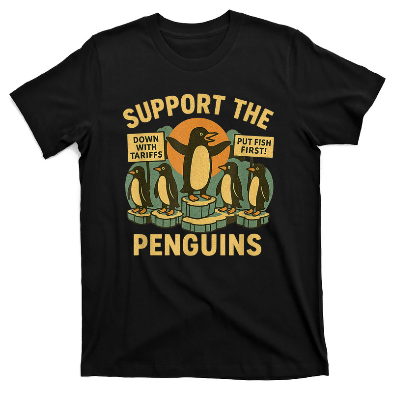 Resist Penguins Against Tariffs Retro T-Shirt