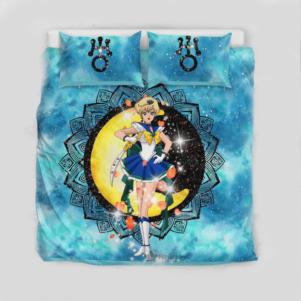 Sailor Moon Bedding Set Sailor Neptune Henna Flower Pattern Duvet Covers