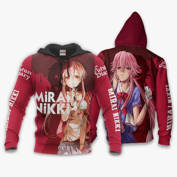 Yuno Gasai Future Diary Mirai Nikki 2 3d Hoodie Zip Hoodie