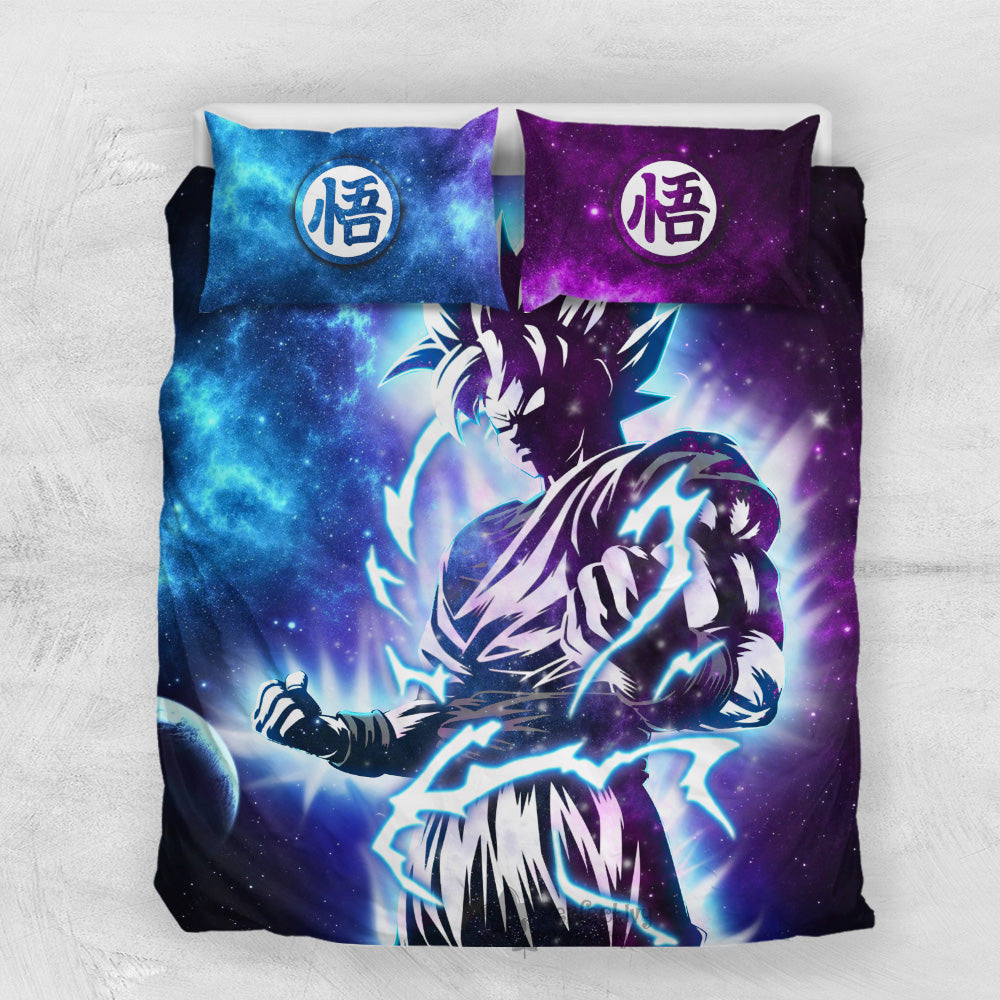 Dragon Ball Bedding Set Goku Transformation Galaxy Duvet Covers Blue