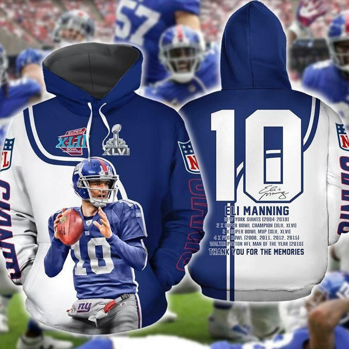 Eli Manning New York Giants 3D All Over Print Hoodie & Zip Hoodie
