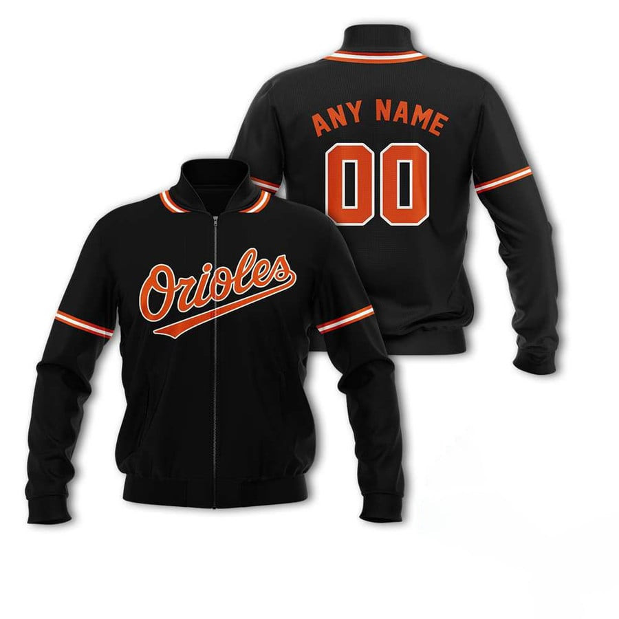 Baltimore Orioles Custom Name Number Black Bomber Jacket