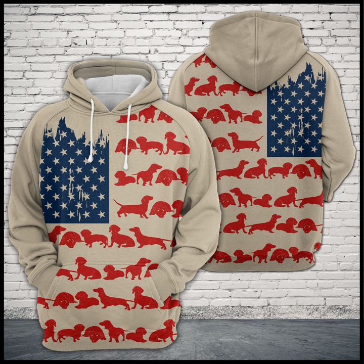 Dachshund Usa Flag 3D All Over Print Hoodie & Zip Hoodie