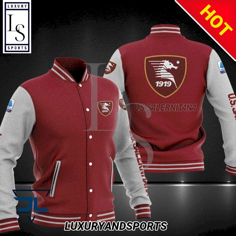 US Salernitana Maroon White Baseball Jacket