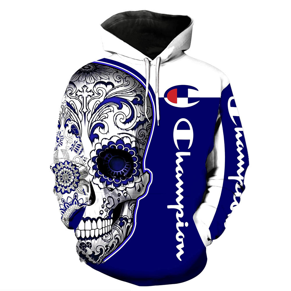 Champion Sugal Skull 3D All Over Print Hoodie & Zip Hoodie