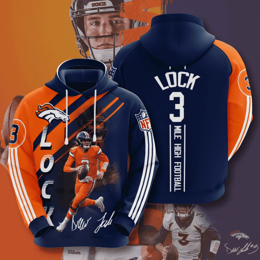 Denver Broncos Drew Lock 3D All Over Print Hoodie & Zip Hoodie