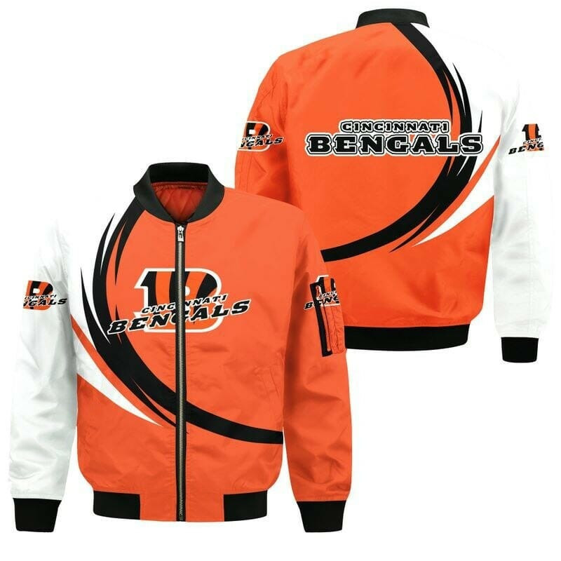 Cincinnati Bengals Orange White Bomber Jacket