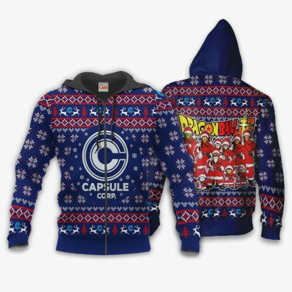 Capsule Corp Ugly Christmas Dragon Ball Z Anime 1k344 Cartoon Graphic Outfits Aop 3d Hoodie, Zip Hoodie 745