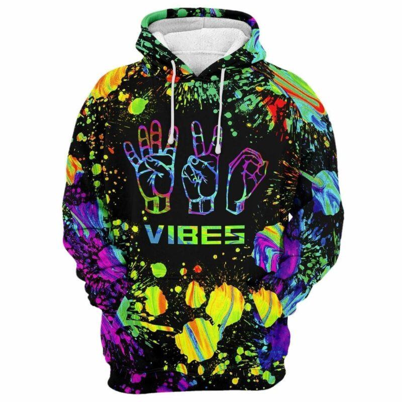 Language Hand Sign Vibes Full Printing Hoodie 3d Hoodie