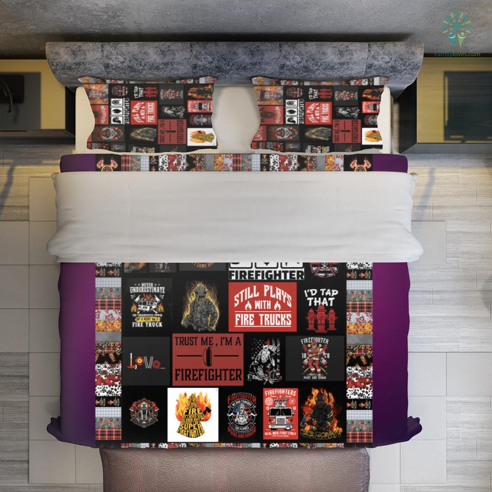 Firefighter Bedding Set Firefighters Still Plays With Fire Truck Duvet Covers Black