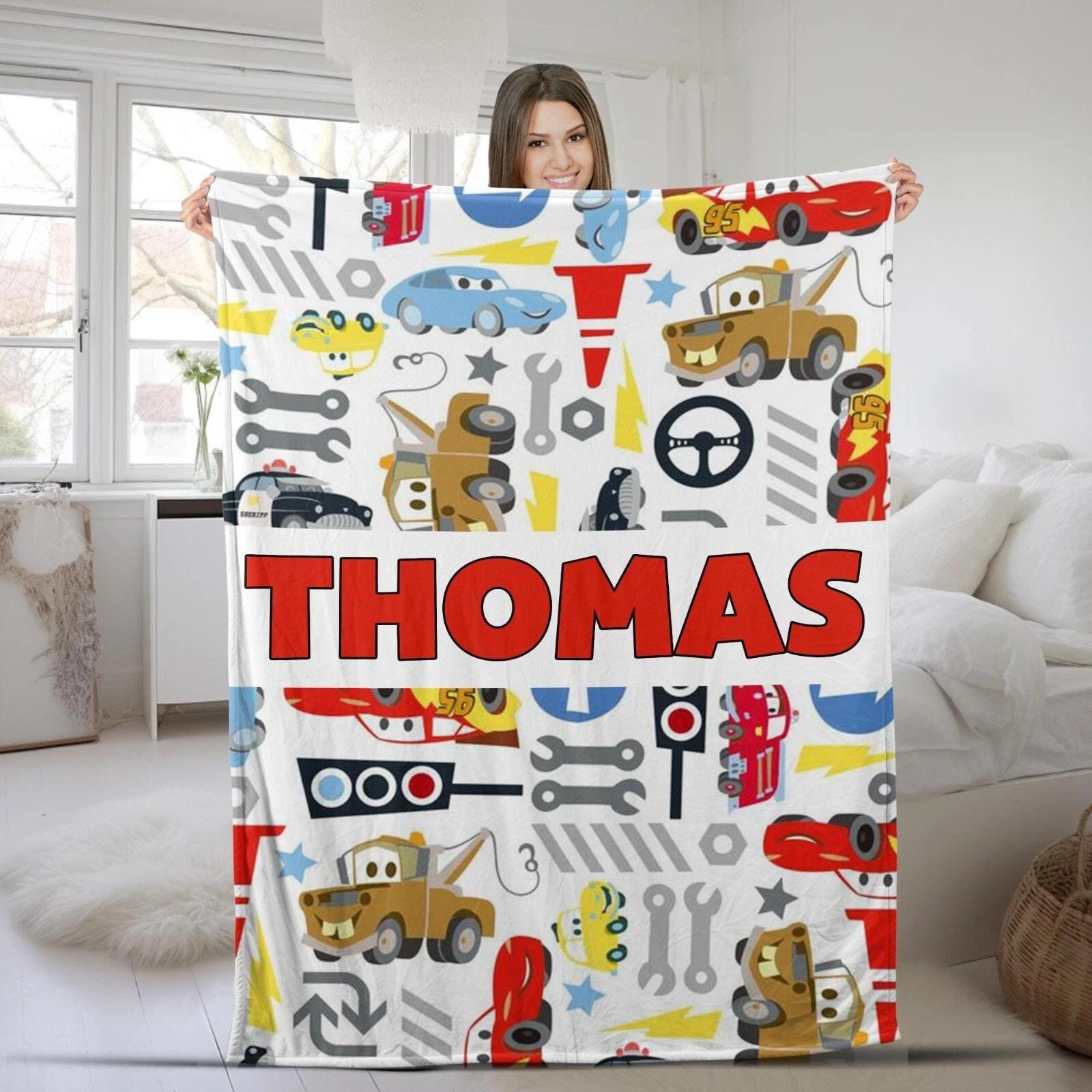 Personalized Cars Blanket Custom Name Cars Fleece Sherpa Blanket