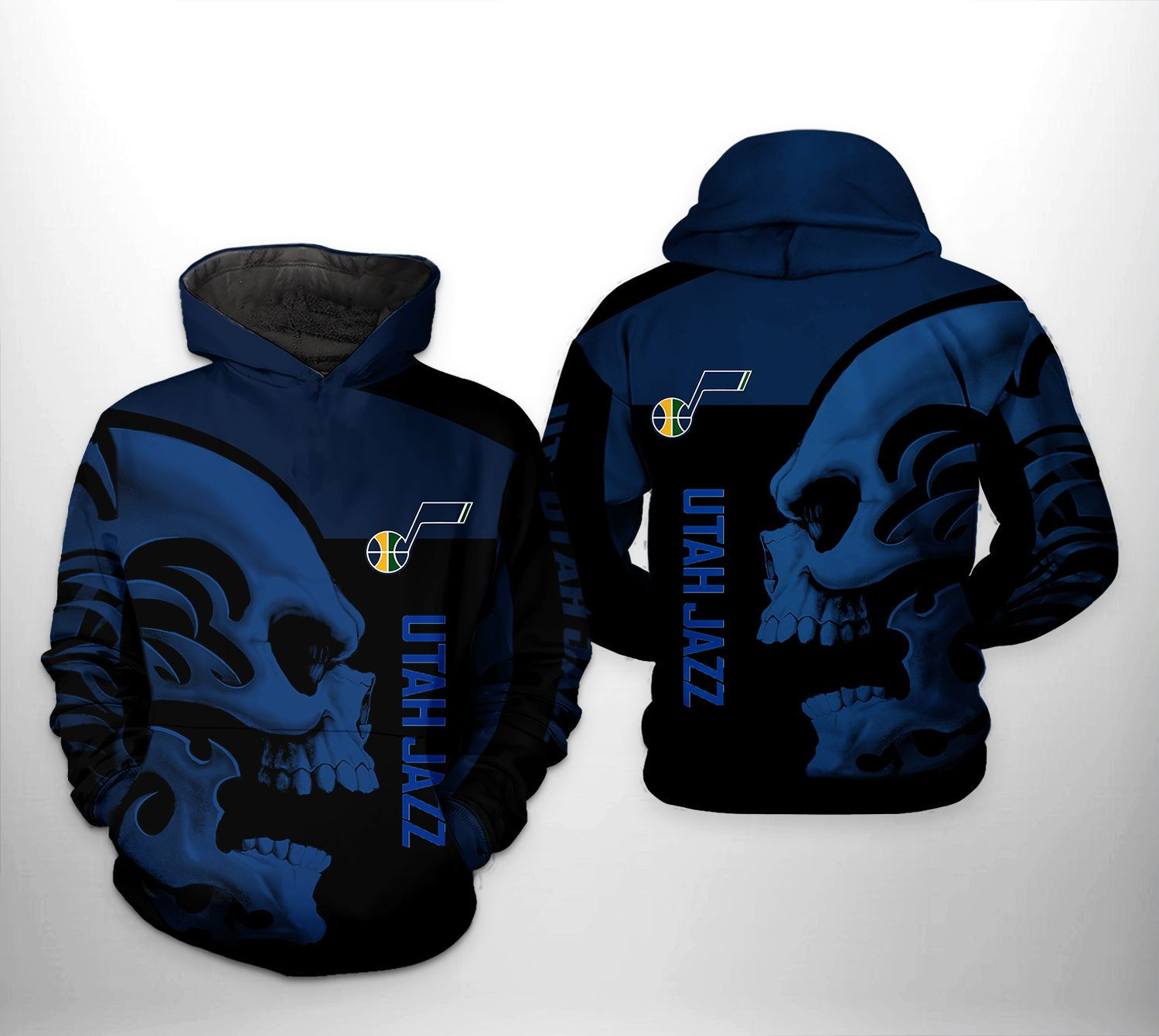 Utah Jazz Skull Team 3D All Over Print Hoodie & Zip Hoodie
