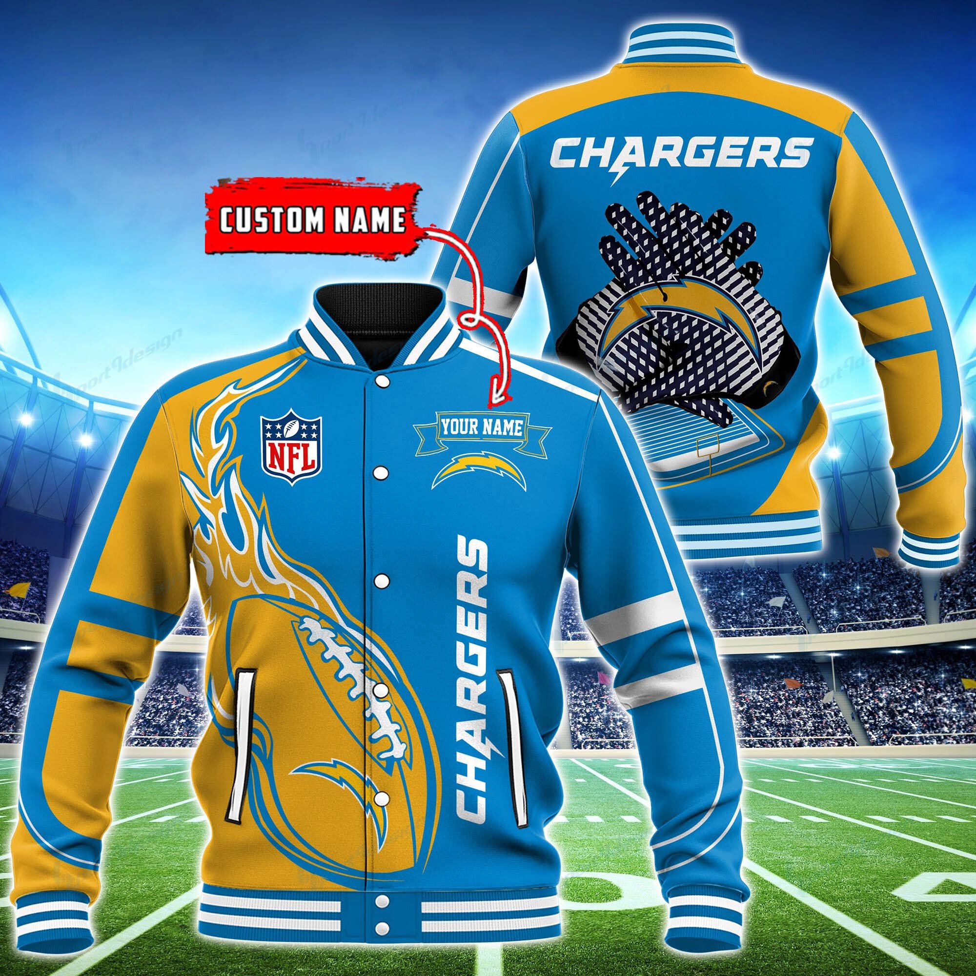 Los Angeles Chargers Personalized Baseball Jacket BG27