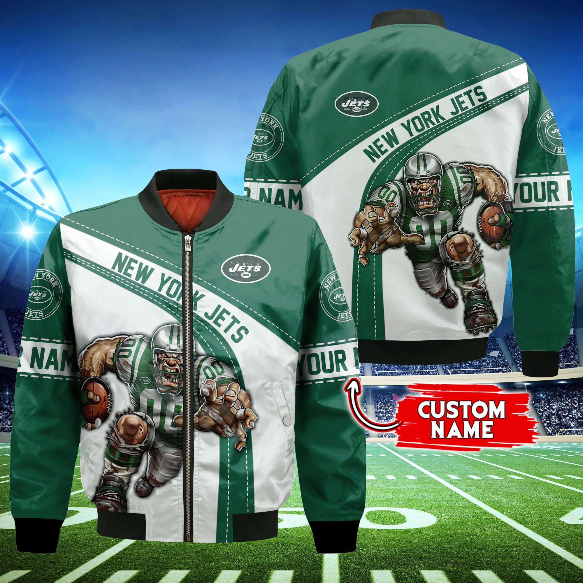 New York Jets Personalized Thick Bomber Jacket CS132