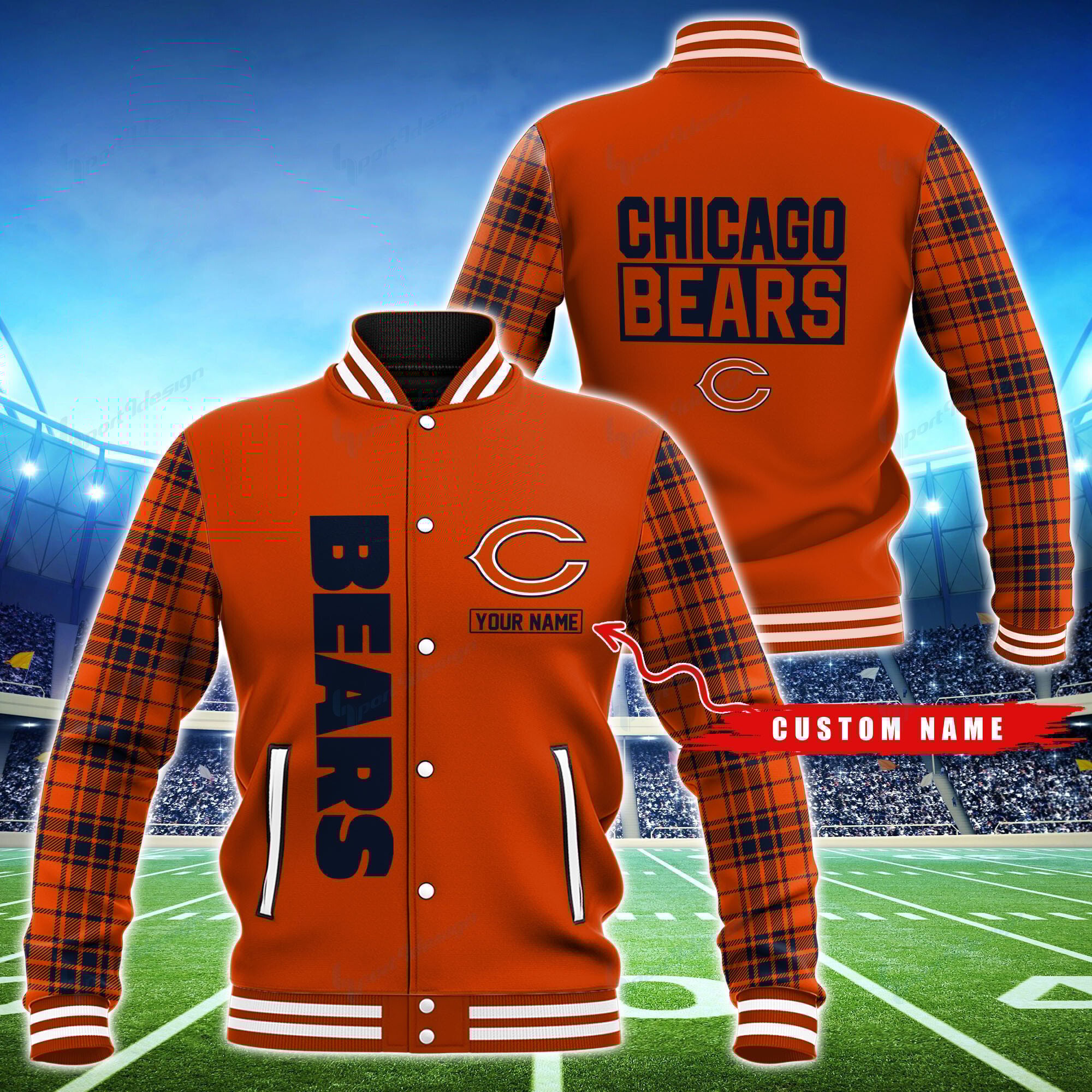 Chicago Bears Personalized Baseball Jacket BG38