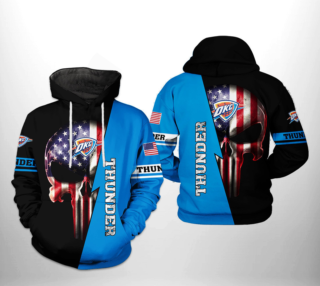 Oklahoma City Thunder US Flag Skull Team 3D All Over Print Hoodie & Zip Hoodie