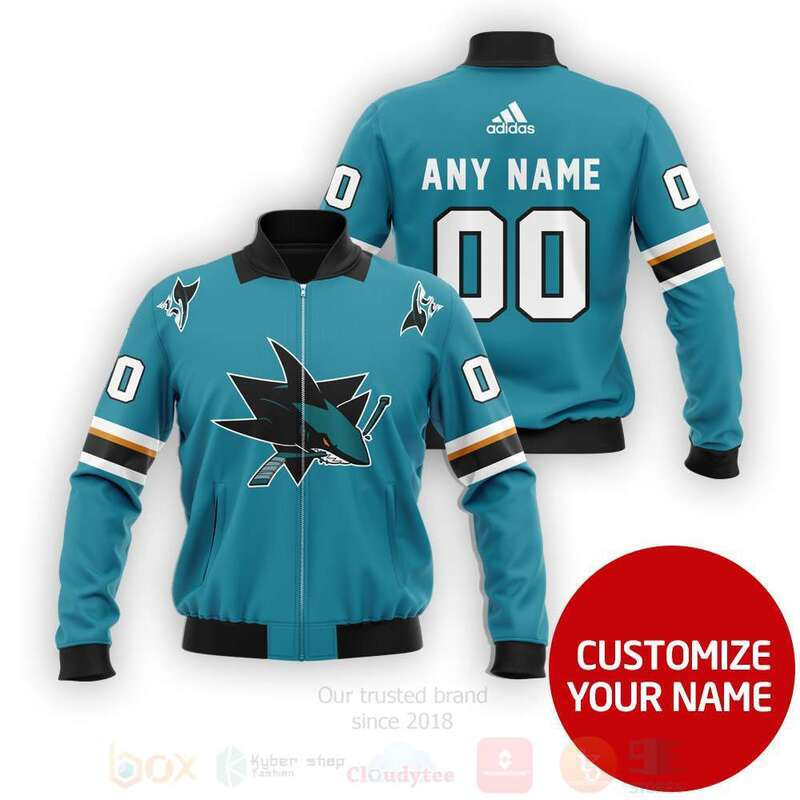 San Jose Sharks Custom Name Number Blue Bomber Jacket
