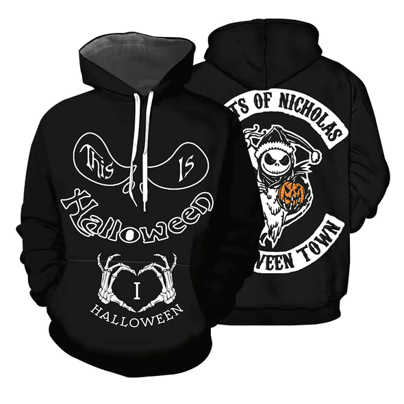 Jack Skellington The Nightmare Before Christmas 128 Cartoon Graphic Outfits Aop Hoodie, Zip Hoodie 981