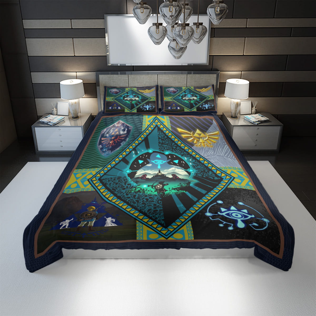 The Legend Of Zelda Bedding Set Legend Of Zelda Symbols Pattern Duvet Covers