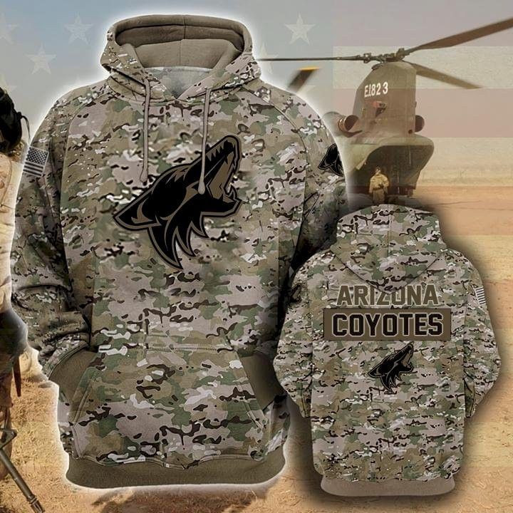 Arizona Coyotes Camouflage Veteran 3D All Over Print Hoodie & Zip Hoodie