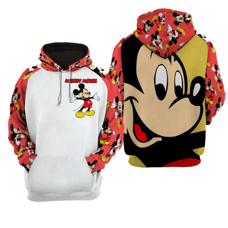 Mickey Mouse Pattern Red Pullover Hoodies