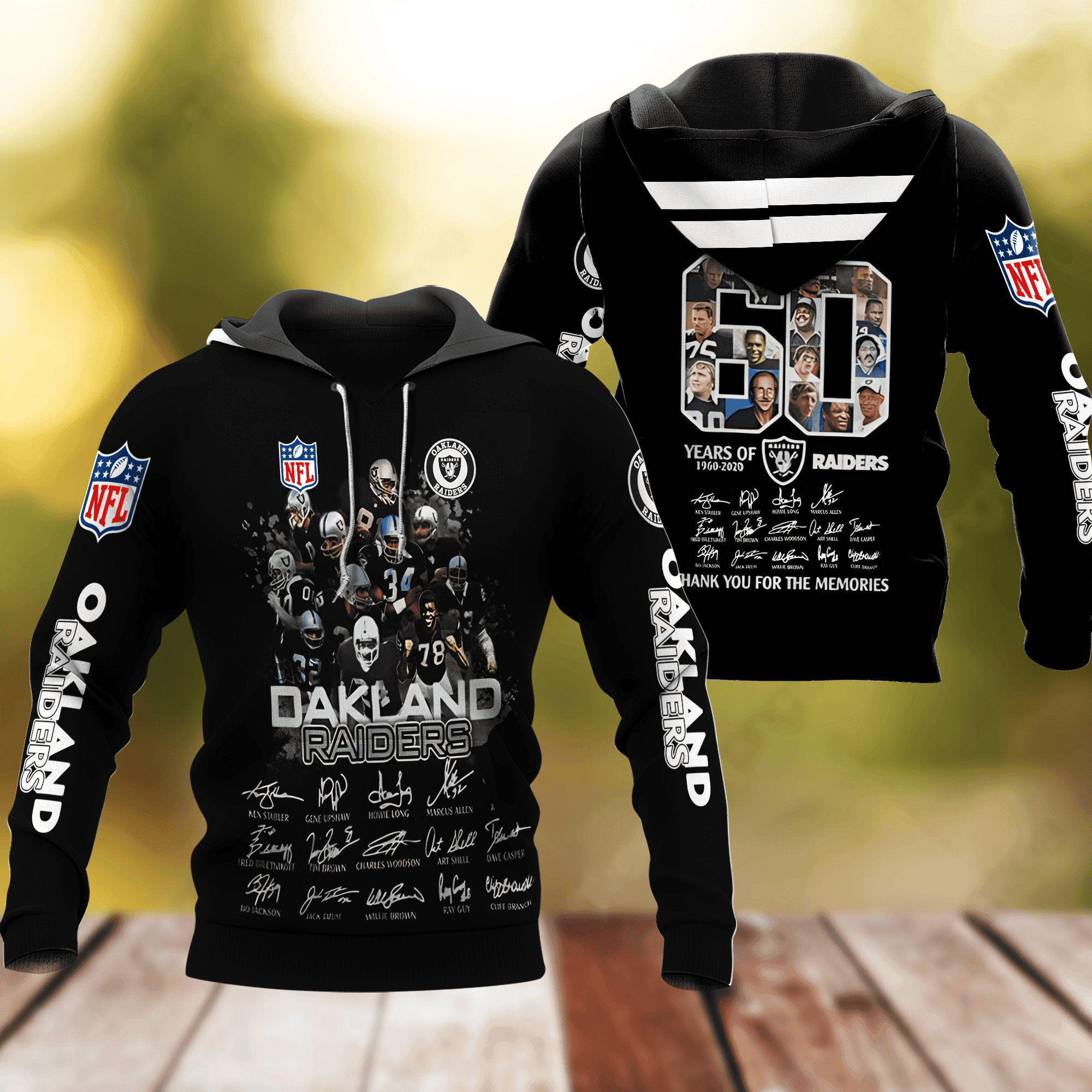 Oakland Raiders Football 60th Anniversary 3D All Over Print Hoodie & Zip Hoodie