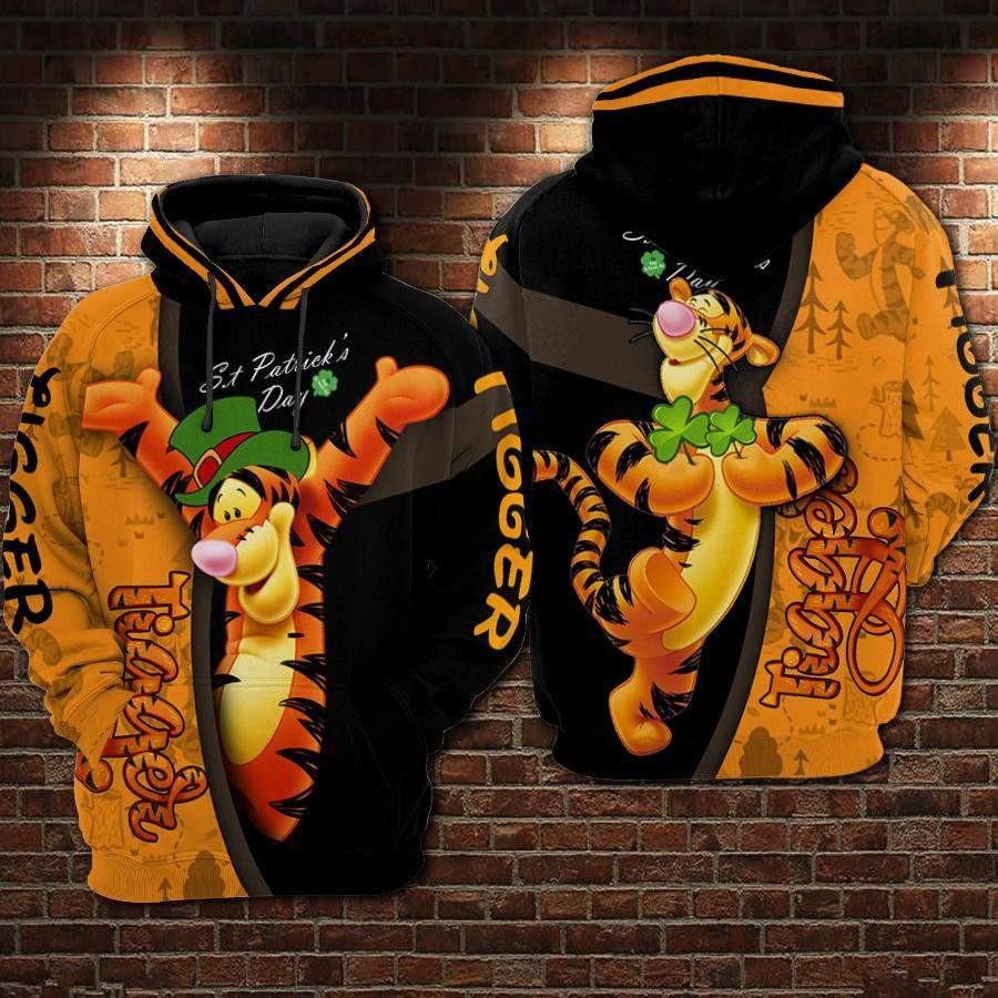 Winnie The Pooh, Tigger St Patrick's Day Aop Hoodie, Zip Hoodie