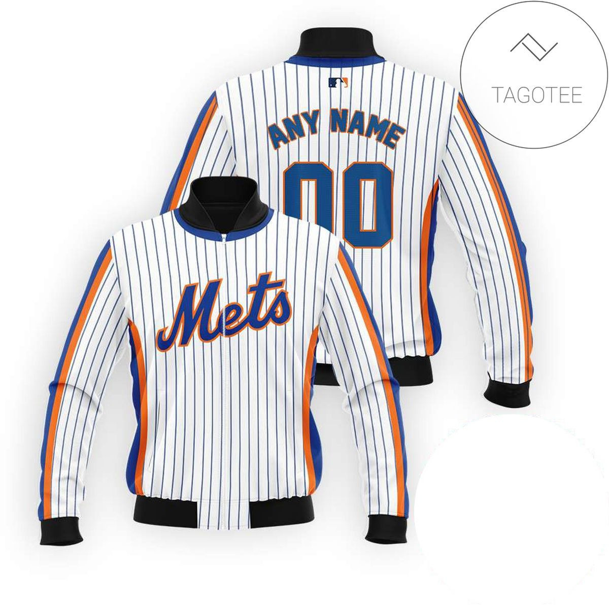 New York Mets Custom Name Number White Bomber Jacket