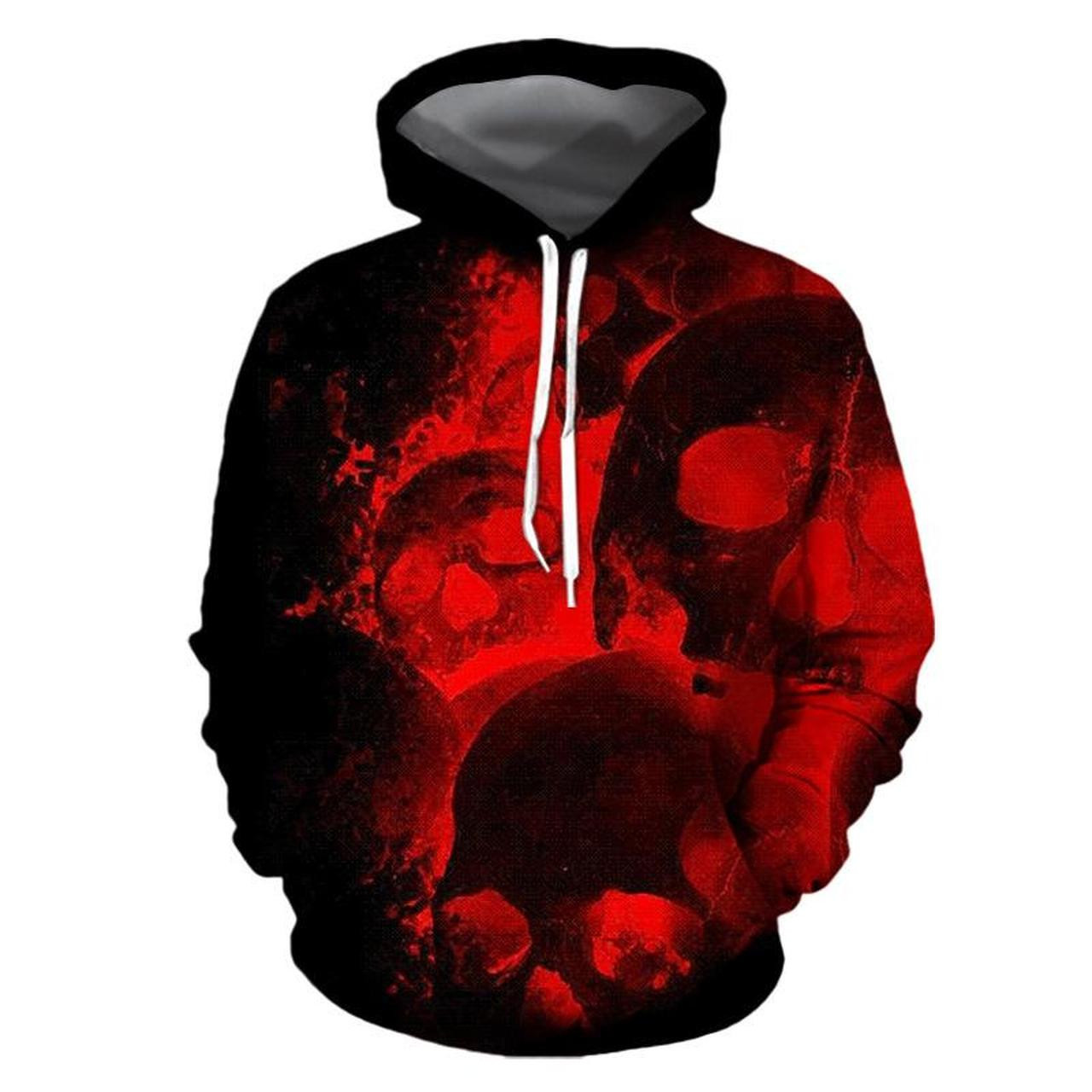 Halloween Red Skull 3D All Over Print Hoodie & Zip Hoodie